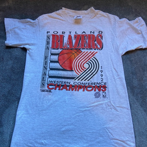 Portland Blazers Gray T-Shirt vintage 1992 - Picture 1 of 4
